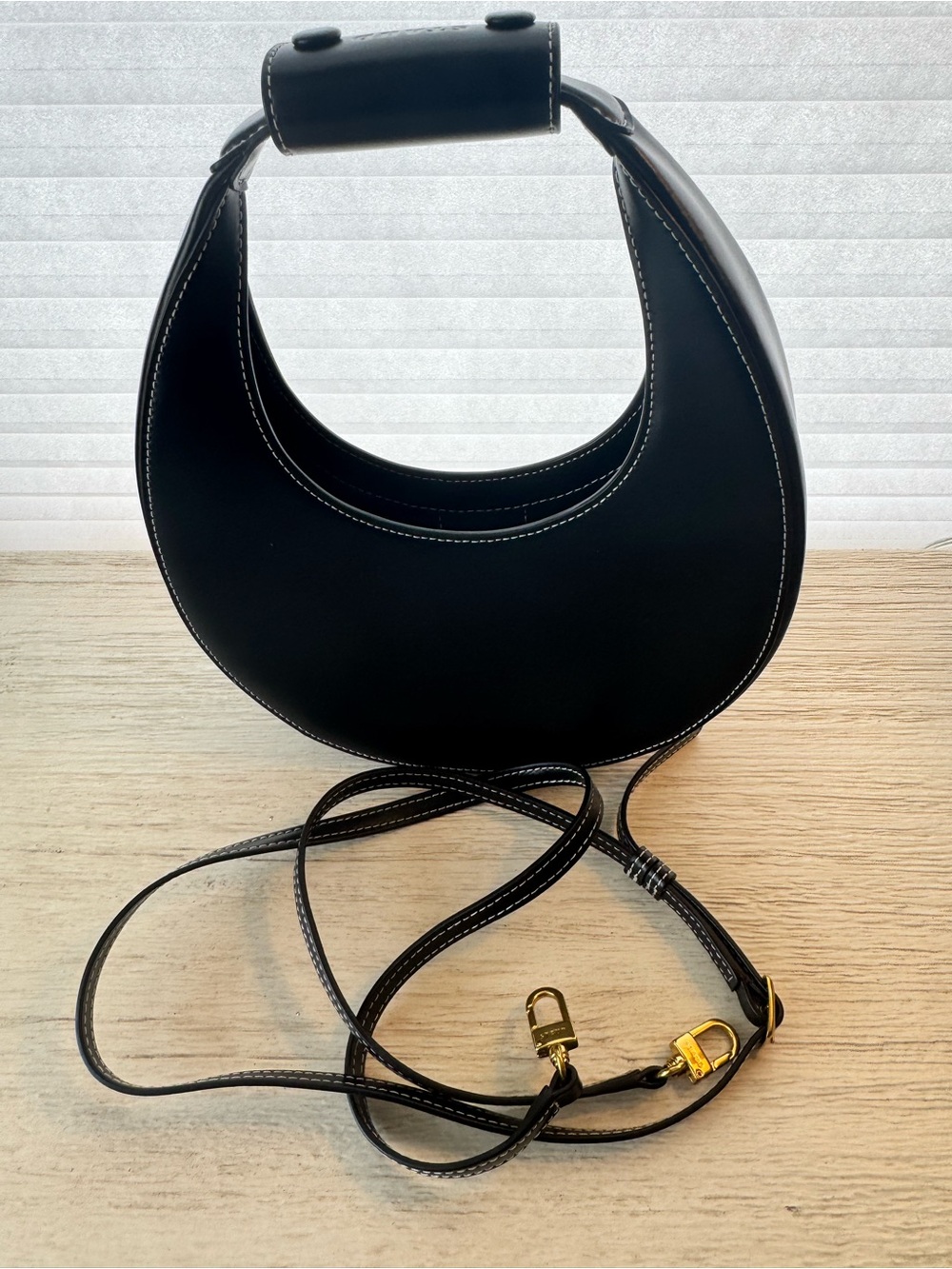 Staud Black Leather Mini Moon Bag - Picture 5 of 9